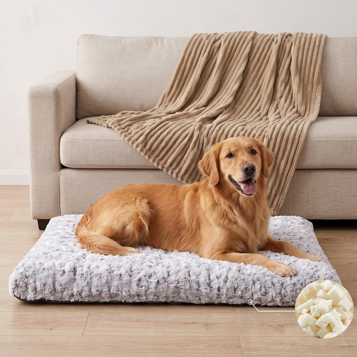 Washable Orthopedic Dog Bed Medium Size Dog Crate Bed Mat 36" Gray