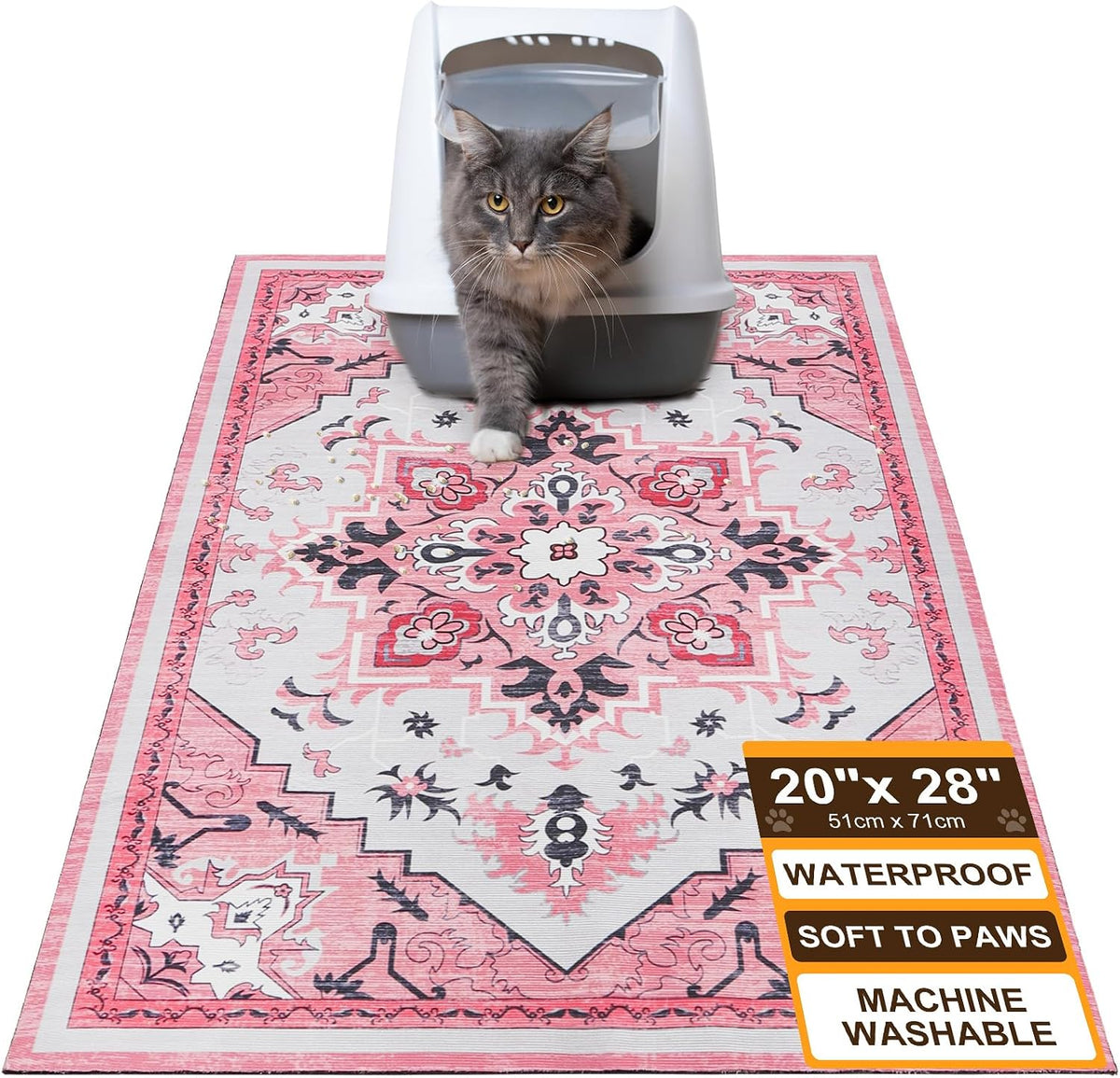 BEAUTYZOO Cat Litter Mat, 20" x 28" Litter Trapping Mat, Waterproof
