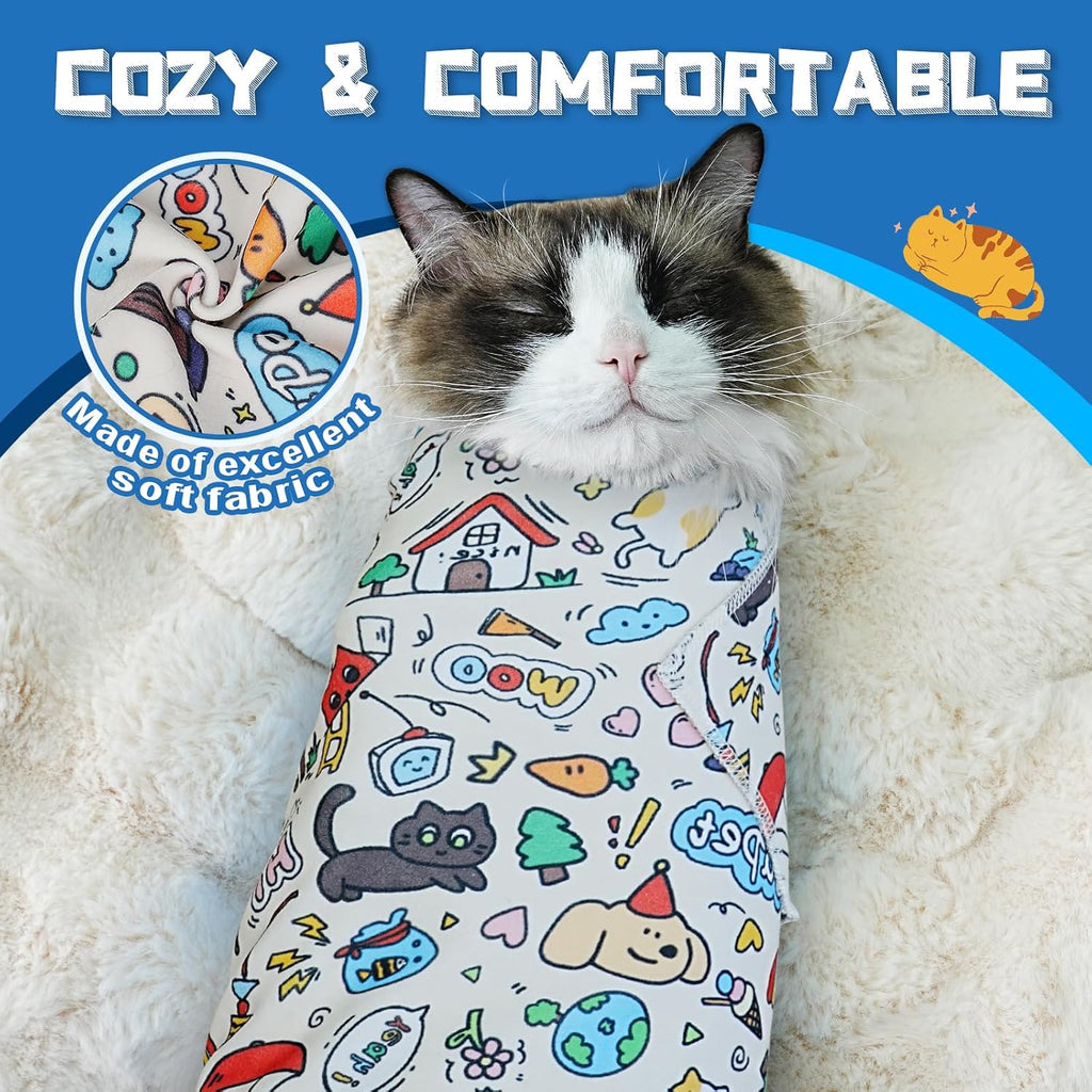 Supet Cat Grooming Wrap for Nail Trimming, Self-Adherent Calm Cat Swaddle