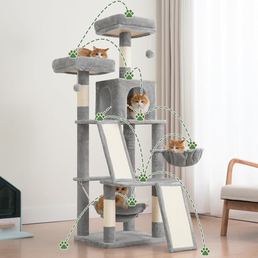 Gitelsnour Cat Tree Tower Multi-Level with 2 Scratching Boards, GCT022W