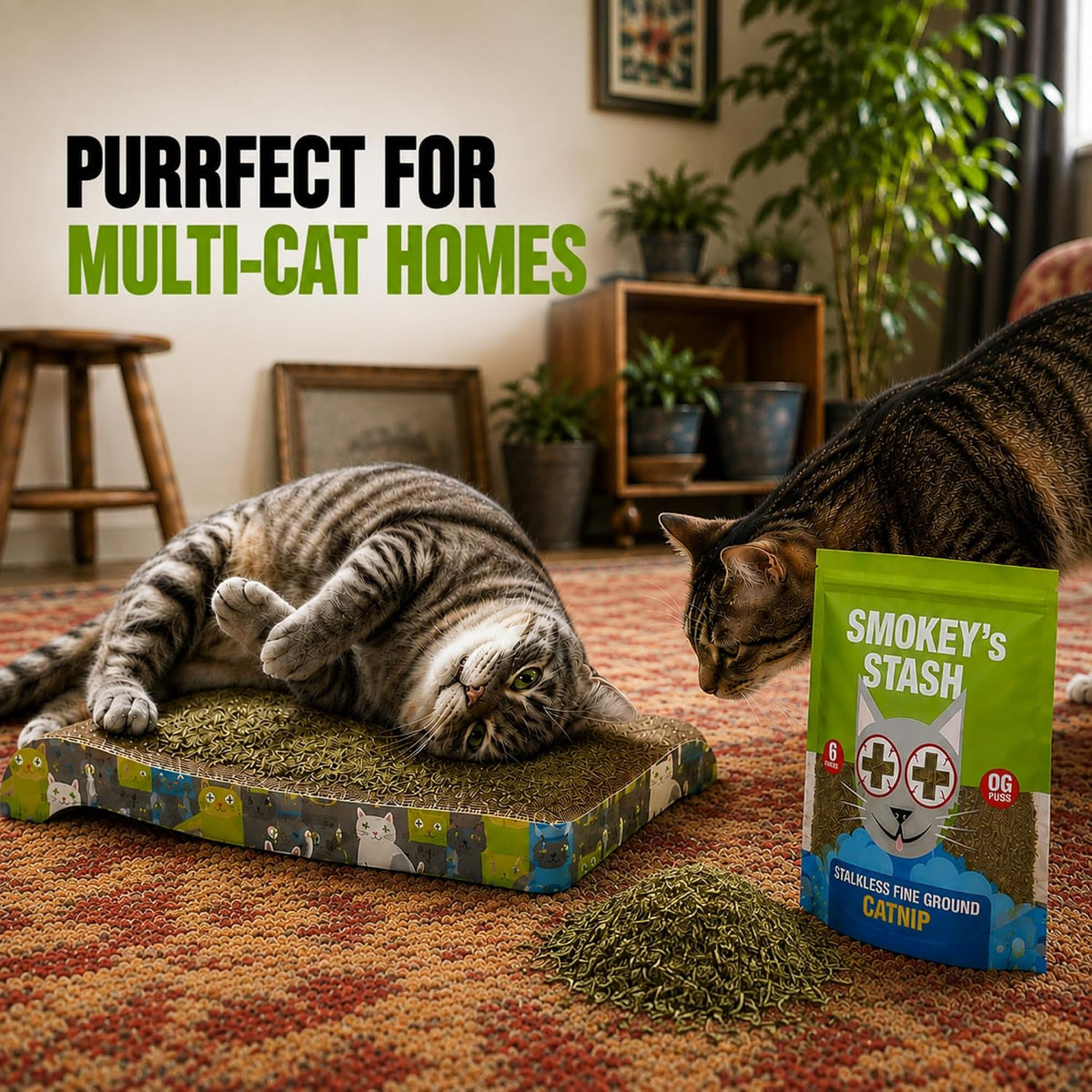 Smokey's Stash Catnip Stalkless Dried Ground Premium Bulk 6 Ounce Bag Strong Cat nip for Cats…
