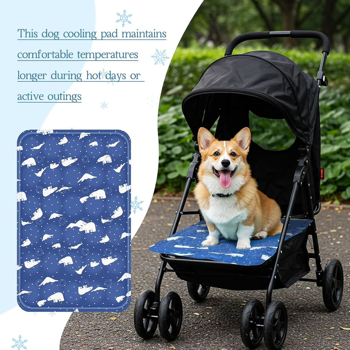 Nuanchu Pet Cooling Mat, Royal Blue Bear, 11.81 x 19.69 Inches, 1 Pcs