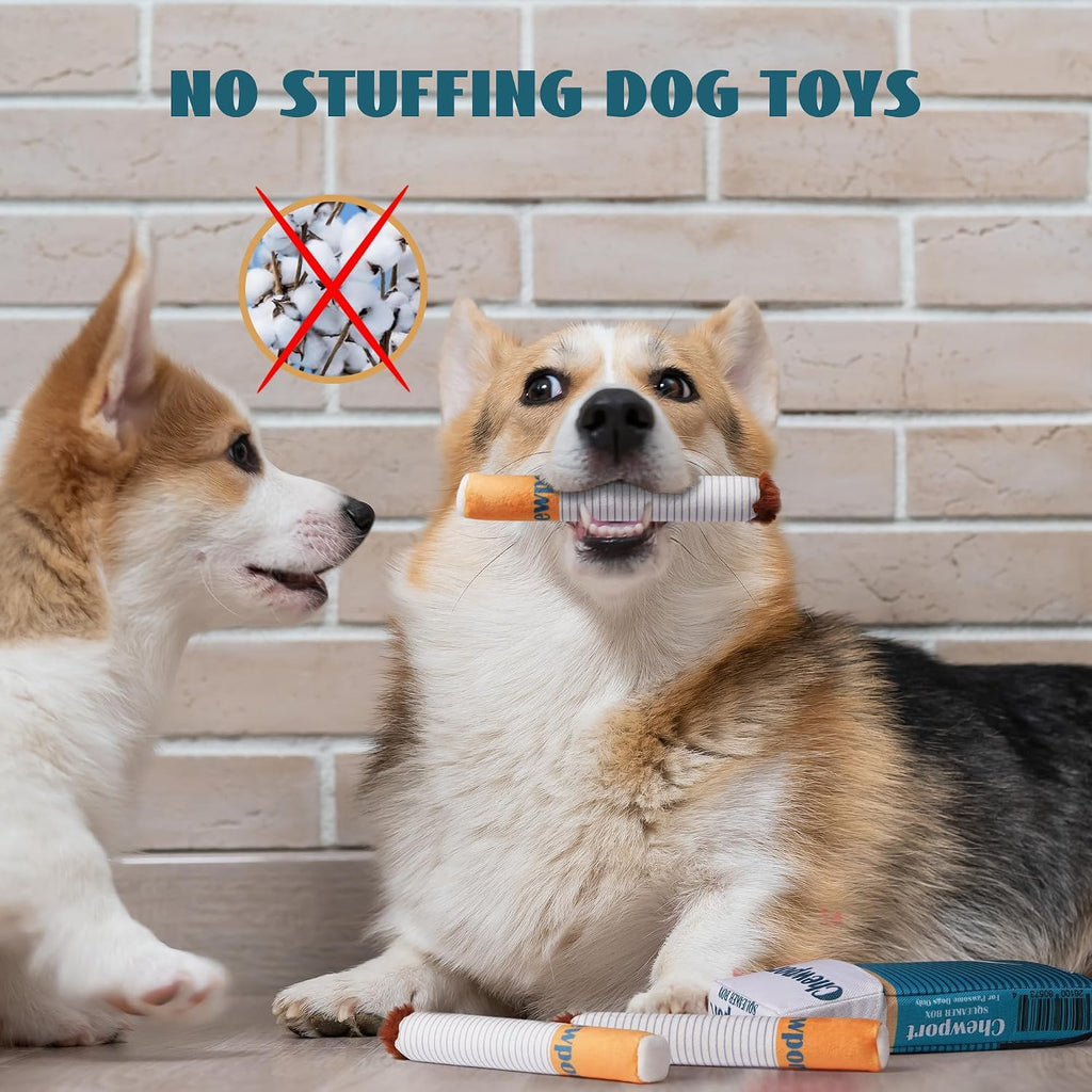 Nocciola Squeaky Sounds Puff Stick Toys, Funny Interactive Plush Dog Toys, Pitbull Husky Frenchie Pug Puppy Toys for Small to Medium Breed, Dog Accessories Boy Gifts- Chewport