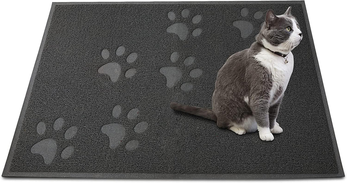 Andalus Large Cat Litter Mat, Pack of 1 - Waterproof, Non-Slip & Easy to Clean Cat Litter Box Mat for Extra Efficient Pet Litter-Trapping, Grey (30” X 18”)