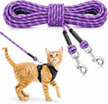 Reflective Cat Long Leash 15 FT, Outdoor Backyard Cat Tie Out Lead,Purple