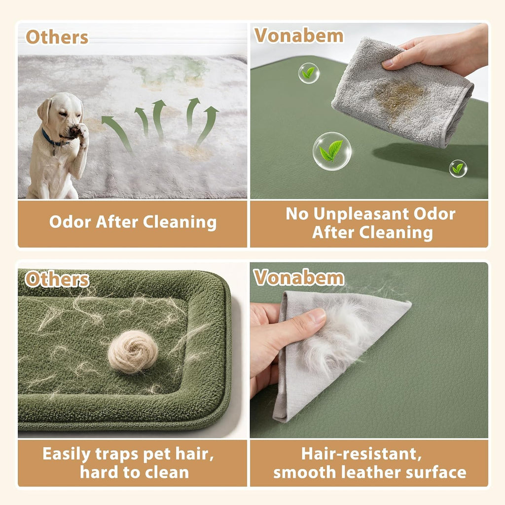 XXL Dog Bed Waterproof Washable, Wipeable Leather Large Crate Pad 48" Green