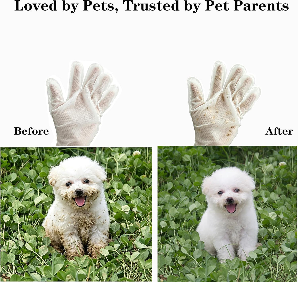 20 Pack Deodorizing Pet Cleaning Glove Wipes for Dogs and Cats,Cleaning Gloves with Coconut Oil for Paws, Face, Ears & Butt, Instant