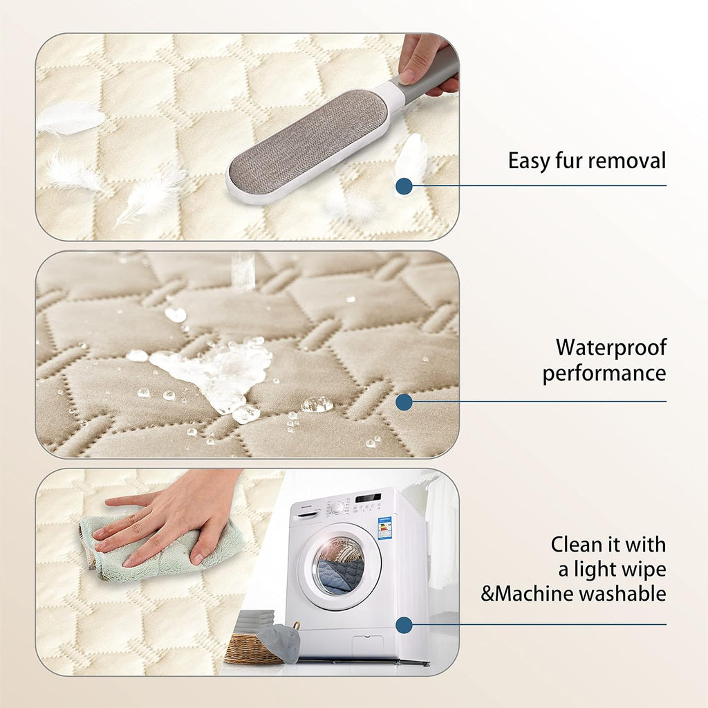 gogobunny 100% Double-Sided Waterproof Dog Bed Cover Pet Blanket Sofa Couch Furniture Protector for Puppy Large Dog Cat, Reversible (52x82 Inch (Pack of 2), Dark Beige/Light Beige)