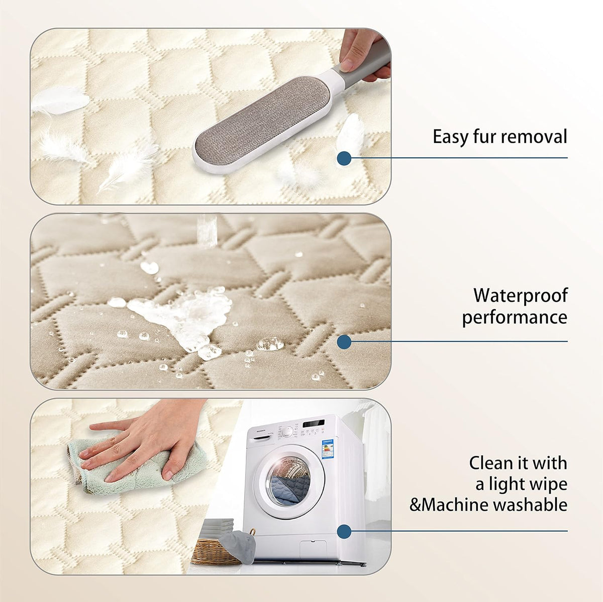 gogobunny 100% Double-Sided Waterproof Dog Bed Cover Pet Blanket Sofa Couch Furniture Protector for Puppy Large Dog Cat, Reversible (52x82 Inch (Pack of 2), Dark Beige/Light Beige)
