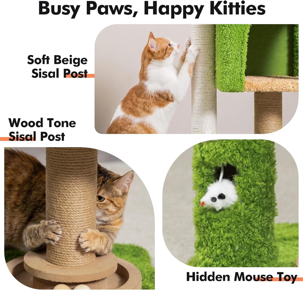 WOOCHPET Cat Tree with Sisal Scratching Posts and Cat Toys for Indoor Kittens