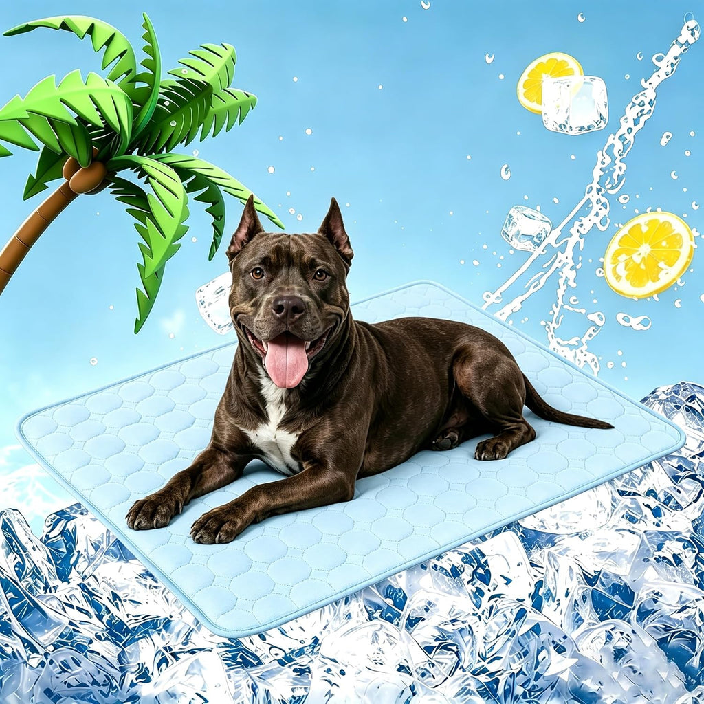 Dog Cooling Mat, 40”x28” Arc Chill Ice Silk Cooling Pad for Dogs, Q-MAX > 0.5 Cool Summer Pet Sleeping Mat, Hydrophobic Washable Non-Slip Mat, Non-Toxic All-Season Use & Portable for Travel