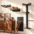 FUKUMARU Cat Wall Shelves, 4 in 1 Set, Black