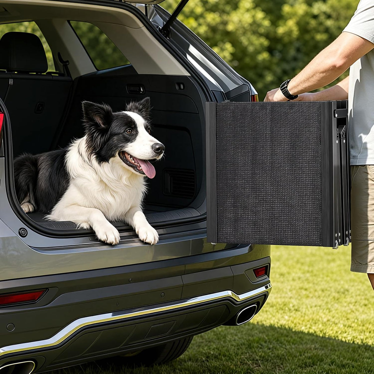 VEVOR Dog Ramp for Cars, 63" L x 17" W, Folding Pet Ramps for Medium & Large Dogs up to 250lbs, Pet Stair Ramp with Non-Slip Oxford Fabric Surface, Portable Outdoor Dog Car Ramps for SUV & Truck