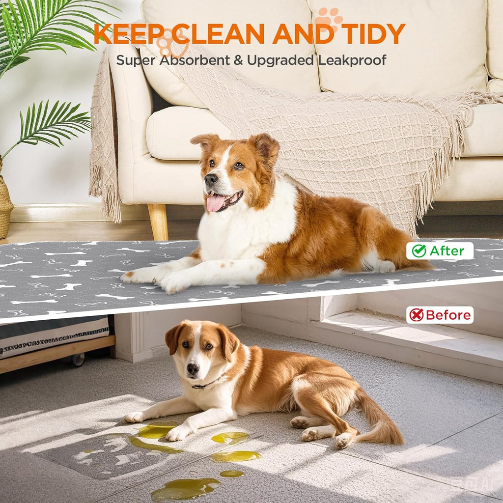 Washable Pee Pad for Dogs, 2 Pack Extra Large Puppy Pads, 48"x60" | Super Absorbent, Waterproof & Leakproof, Non-Slip Bottom, Machine Washable, For Floors, Beds, Couches, Crates, Carpets, Cars