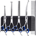 Gimars Titanium Coated Professional 6 in 1 4CR Stainless Steel Dog Grooming Scissors with Safety Round Tip, Heavy Duty Pet Grooming Scissor for Dogs, Cats and Other Animals 