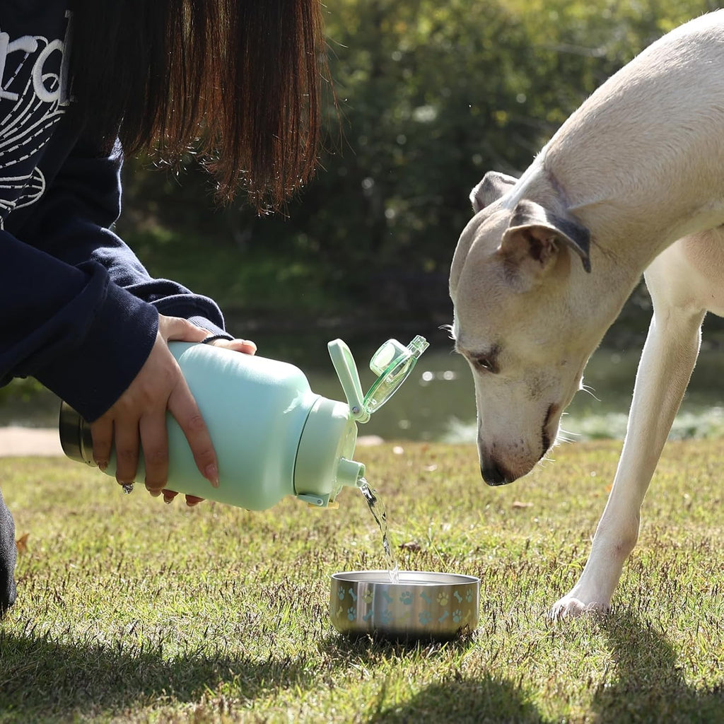 GiNT 37oz Insulated Dog Travel Water Bottle Dispenser with Carrying Case