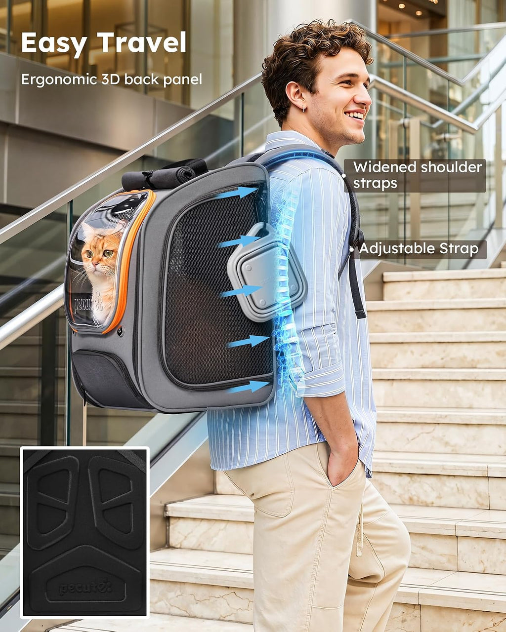 Pecute Cat Backpack Carrier,Large Space Cat Bubble Backpack,Ergonomic,Gray
