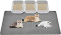 Cat Litter Mat - Extra Large Cat Litter Mat Litter Trapping Mat 46"x26"-Honeycomb Double Layer Design,Urine and Water Proof Material,No Slip& No Phthalate,Washable Easy Clean（Grey）