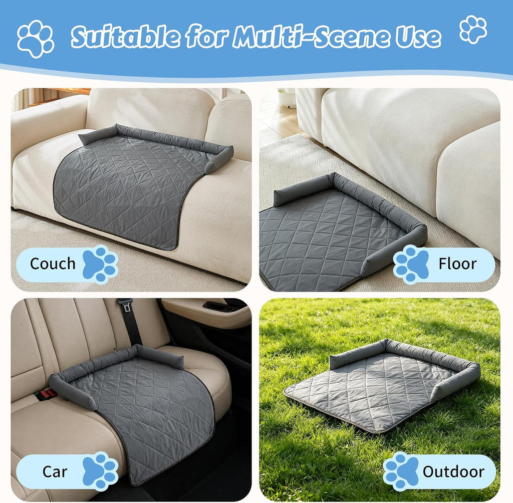 Cooling Dog Bed Mats with Neck & Head Support, 35.43 x31.5 inch Grey