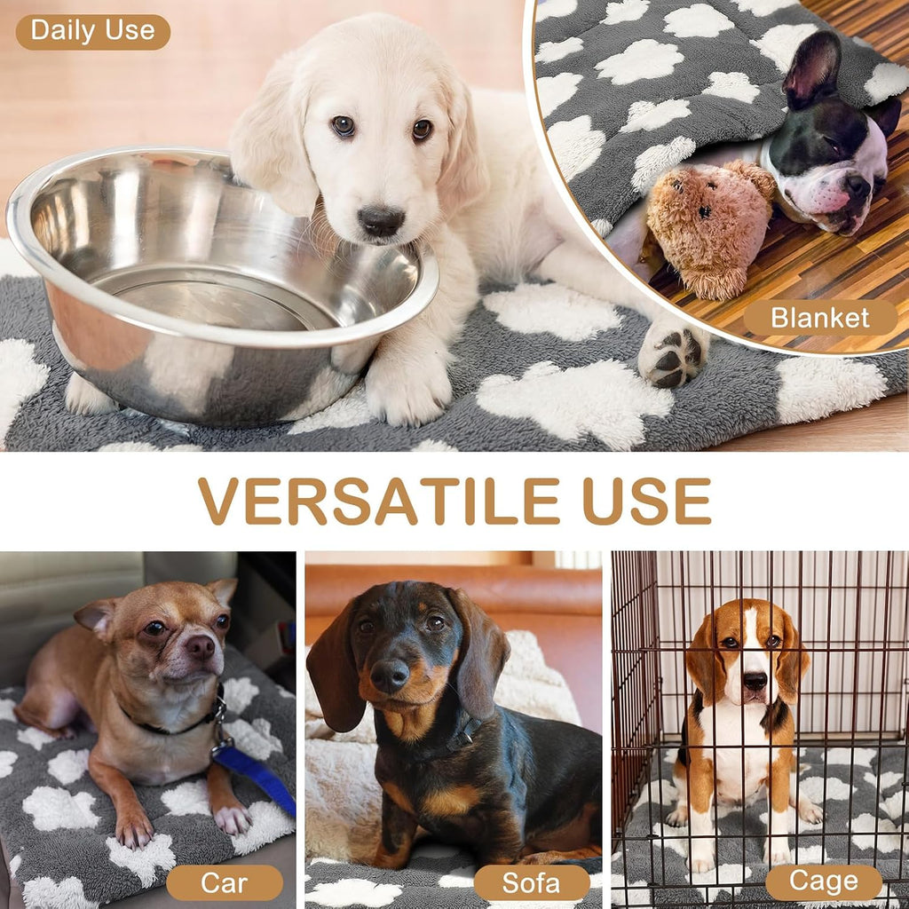 VitalCozy 4 Pcs Dog Crate Pads Soft Warm,18 x 24 x 1.6 Inch,Clouds,Gray