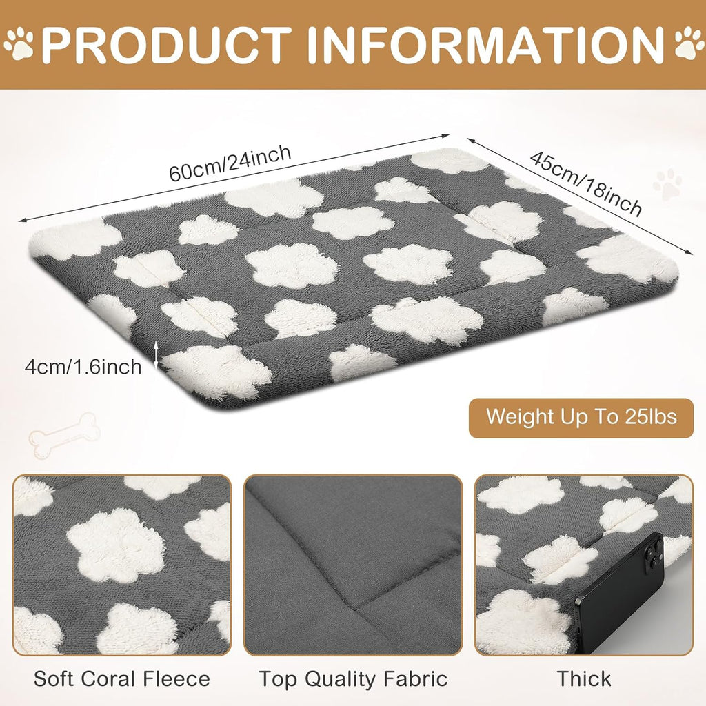 VitalCozy 4 Pcs Dog Crate Pads Soft Warm,18 x 24 x 1.6 Inch,Clouds,Gray
