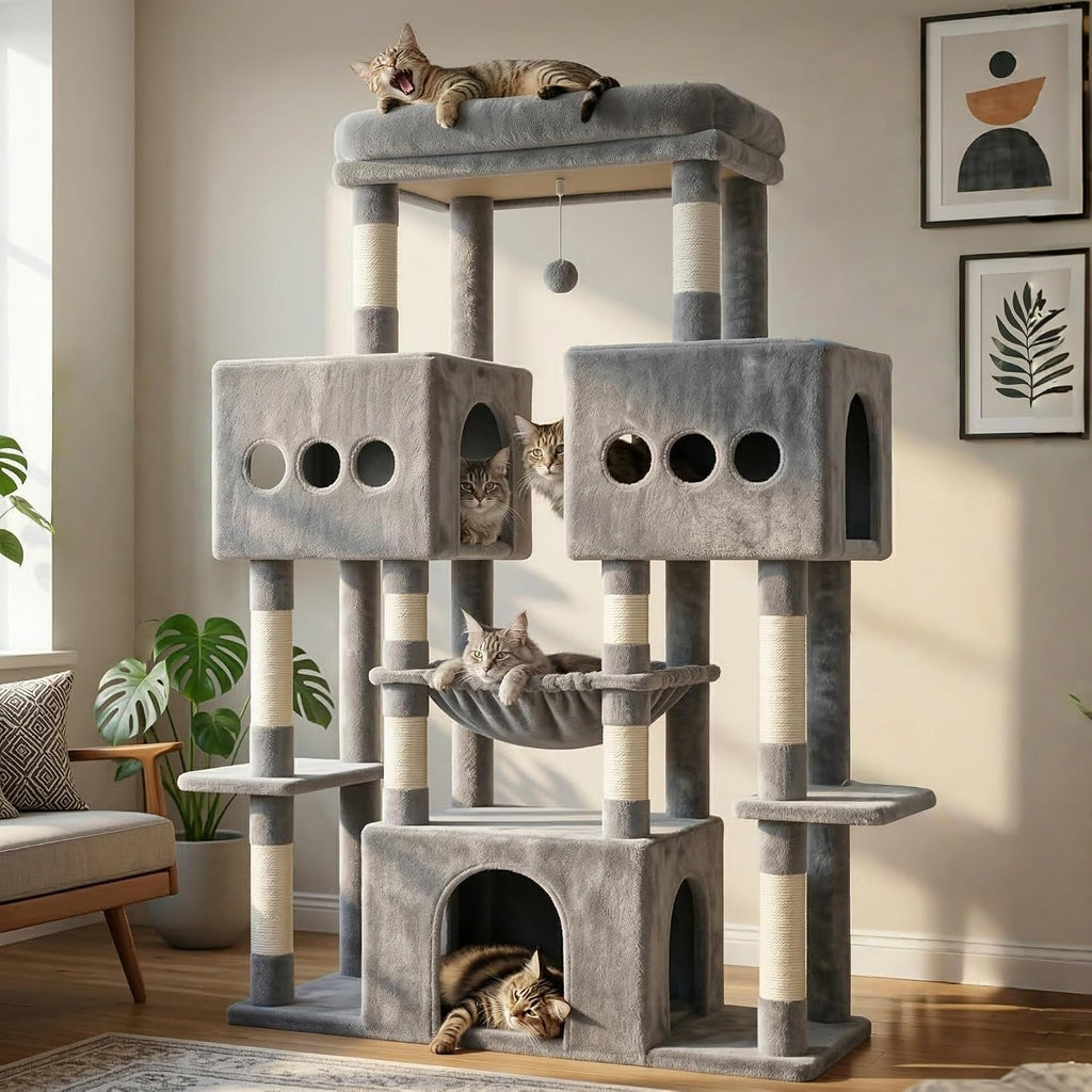 Hey-brother Cat Tree Tower with Sturdy Wide Base, Large Platforms, MPJ083W