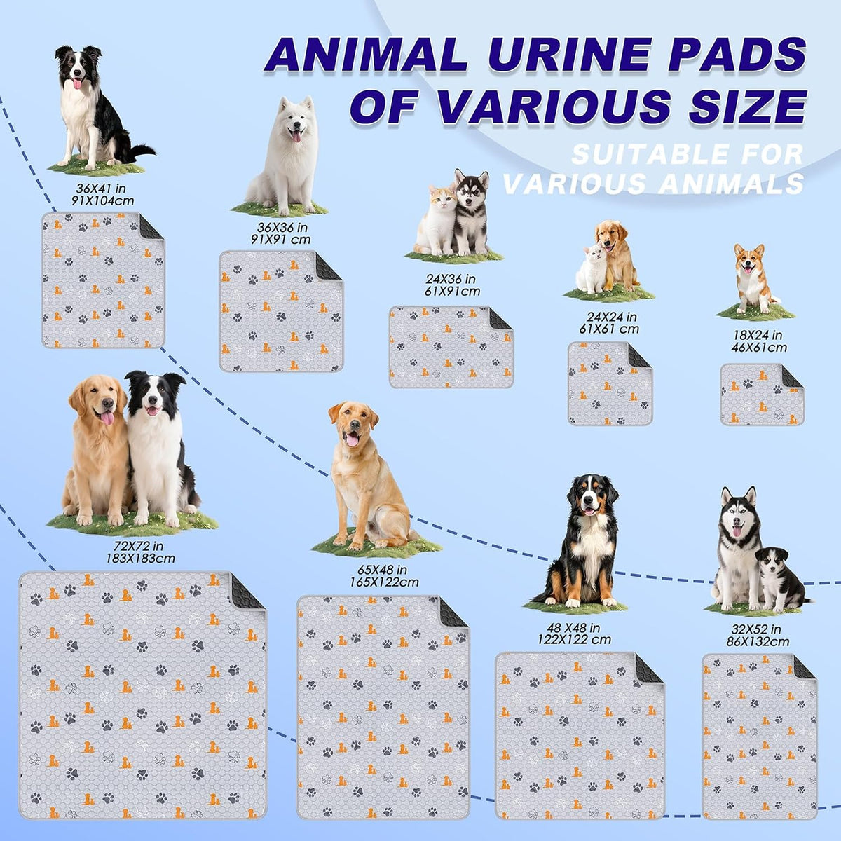 WanpeeGoo Washable Pee Pads for Dogs, Waterproof, 18 x 24 in, 4 Pack, Orng | Super Absorbent, Waterproof and Non-Slip; Washable, Reusable Dog Pads for Crates, Playpens, Floors, Furniture and Travel