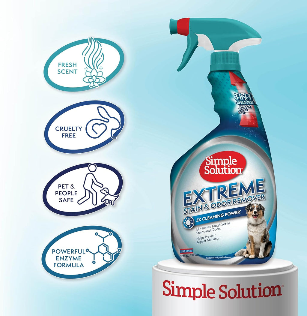 Simple Solution Extreme Stain & Odor Remover, Enzyme Stain Cleaner, 32oz