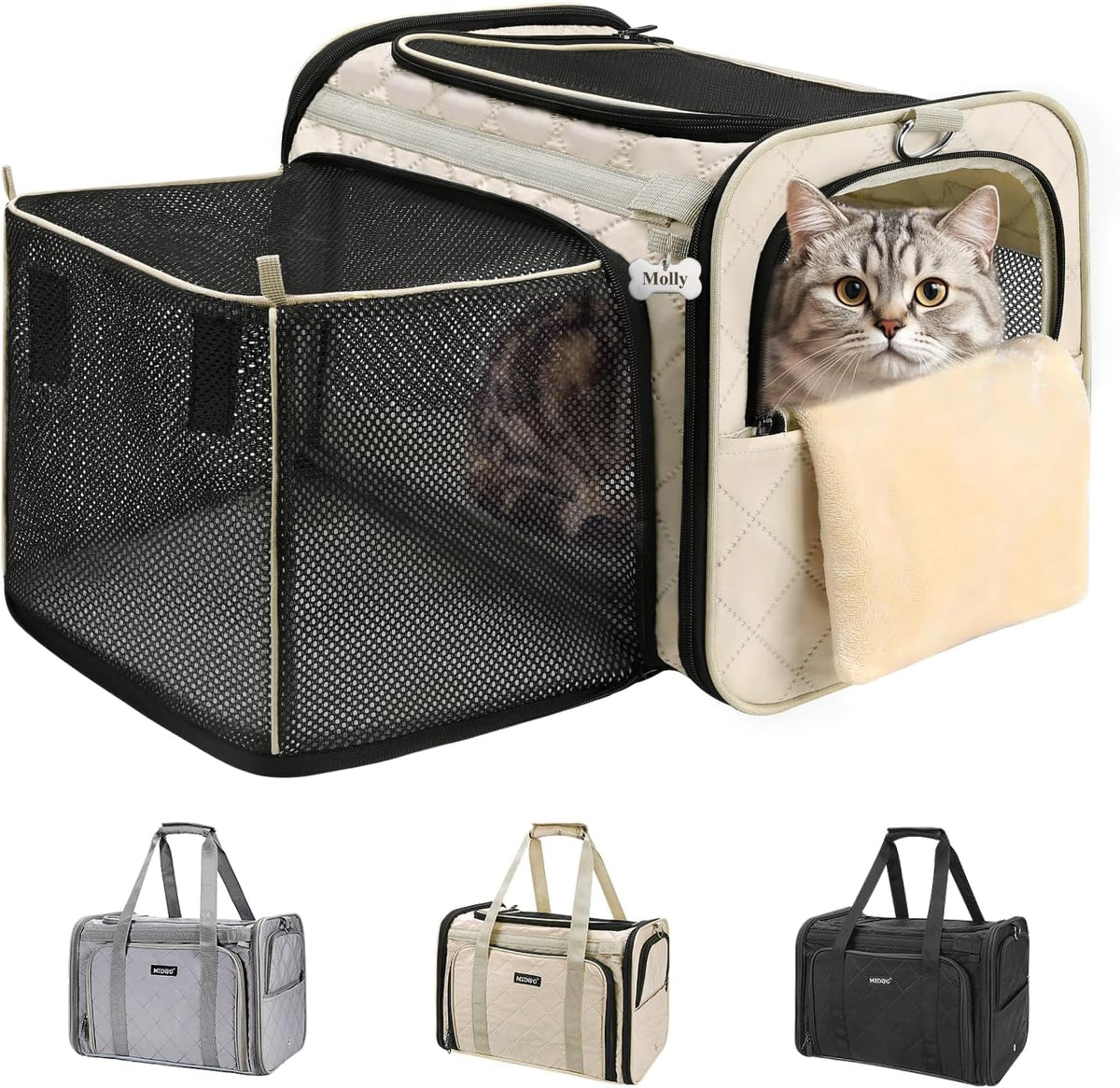 MIDOG Soft Cat Carrier Airline Approved, Expandable for Cats Up to 15lbs