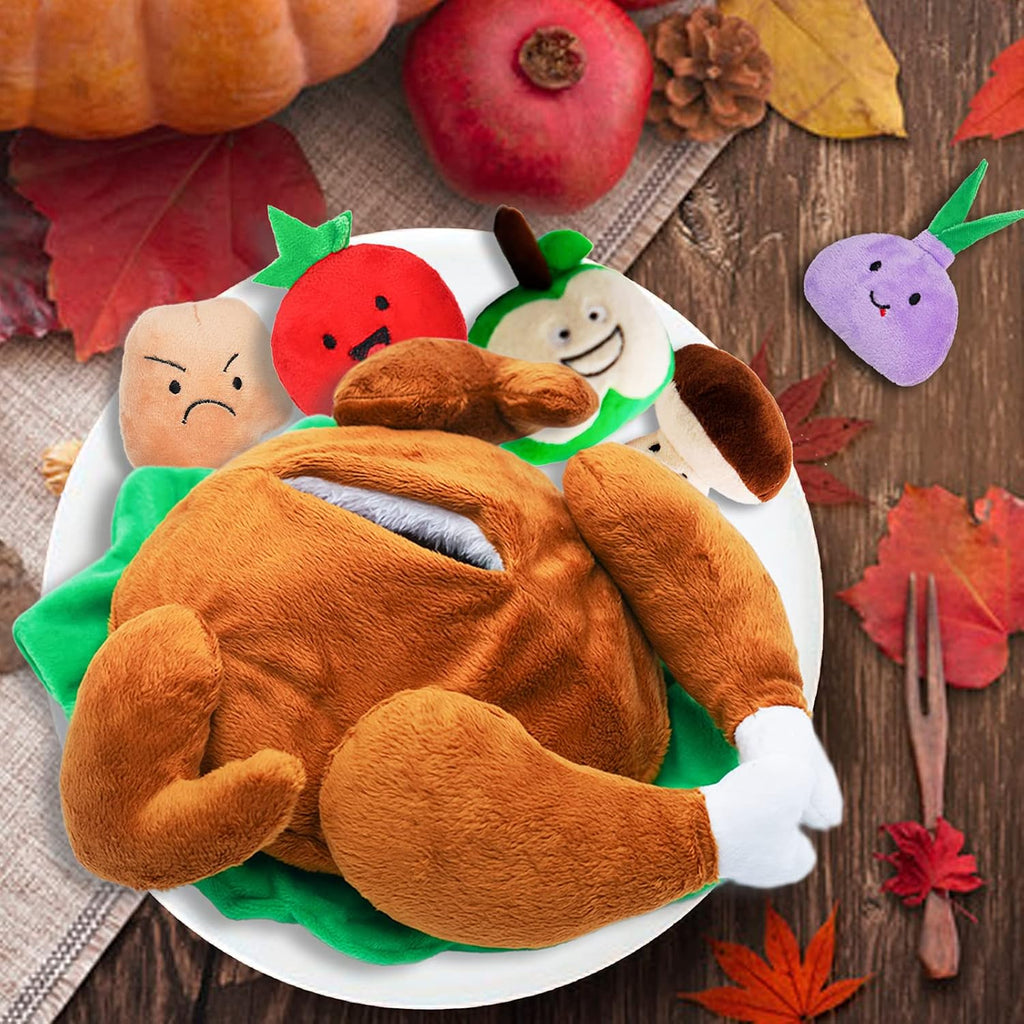 Thanksgiving Dog Toy, Hide and Seek Turkey Puzzle for Small Dogs