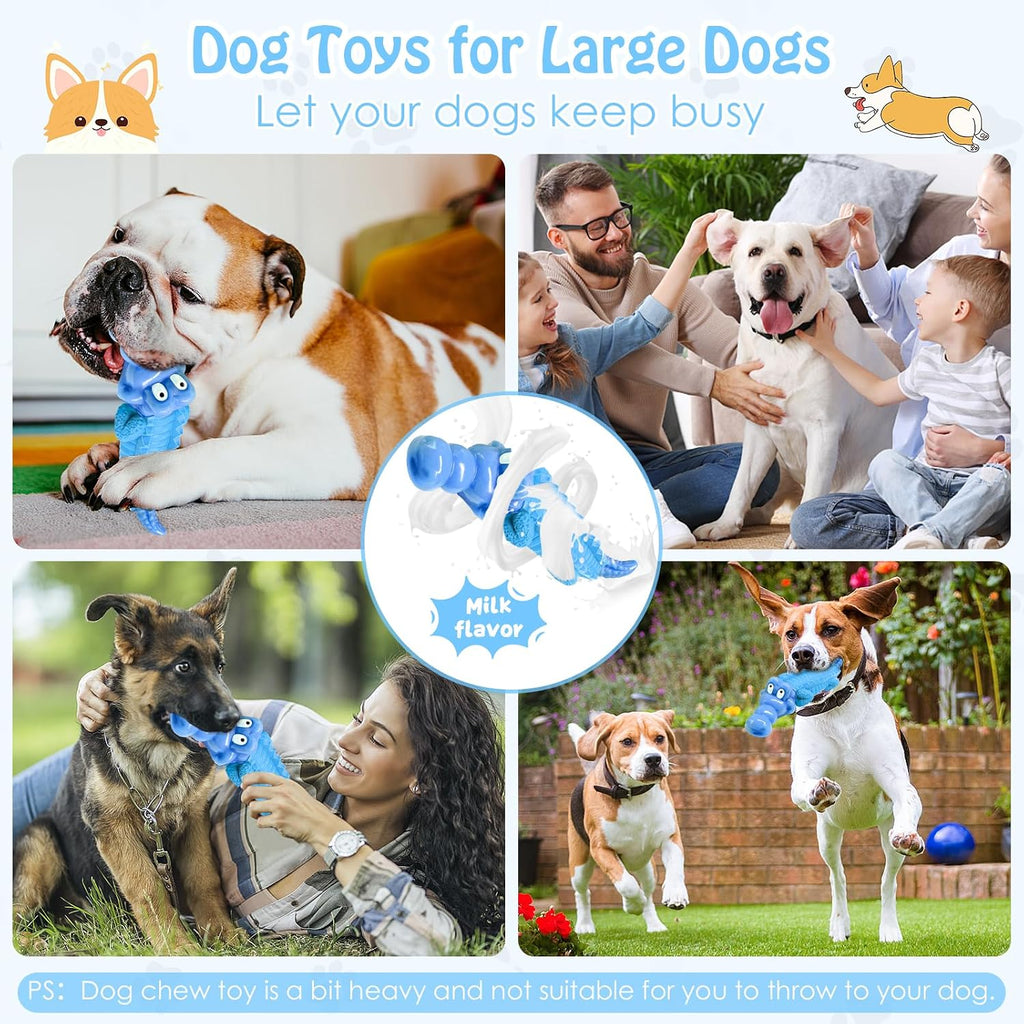 Jeefome Tough Dog Chew Toys for Aggressive Chewers | Indestructible Dog Toy to Keep Them Busy & Reduce Boredom for Medium, Large Dogs, Milk Flavor