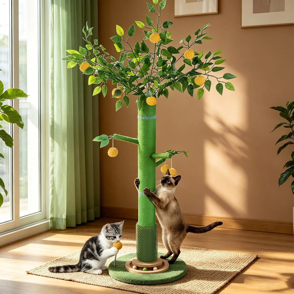50" Extra Tall Cat Scratching Post for Large Cats, Heavy Duty Scratch Tree