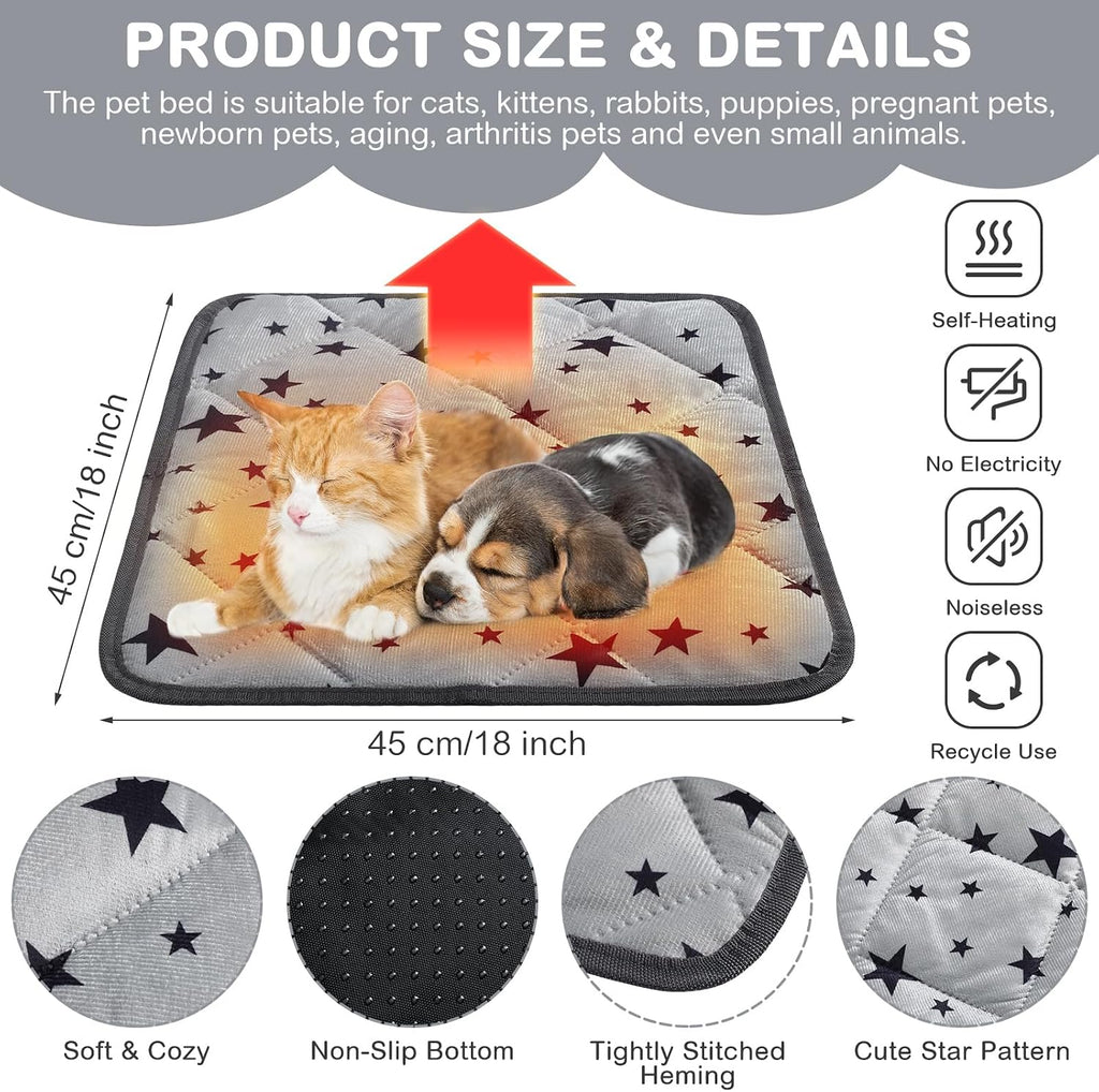 Namalu 4 Pack Self Warming Cat Bed, Gray, 18'' X 18'', Square