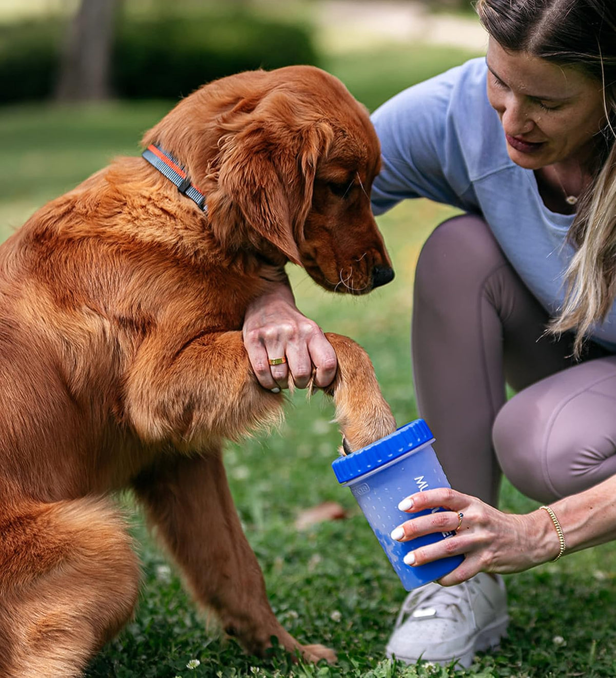 Dexas MudBuster Medium Dog Paw Cleaner, Pro Blue, Fits 1.5"-2.5" Wide Paws, Gentle Silicone Bristles for Quick, Easy Cleaning 