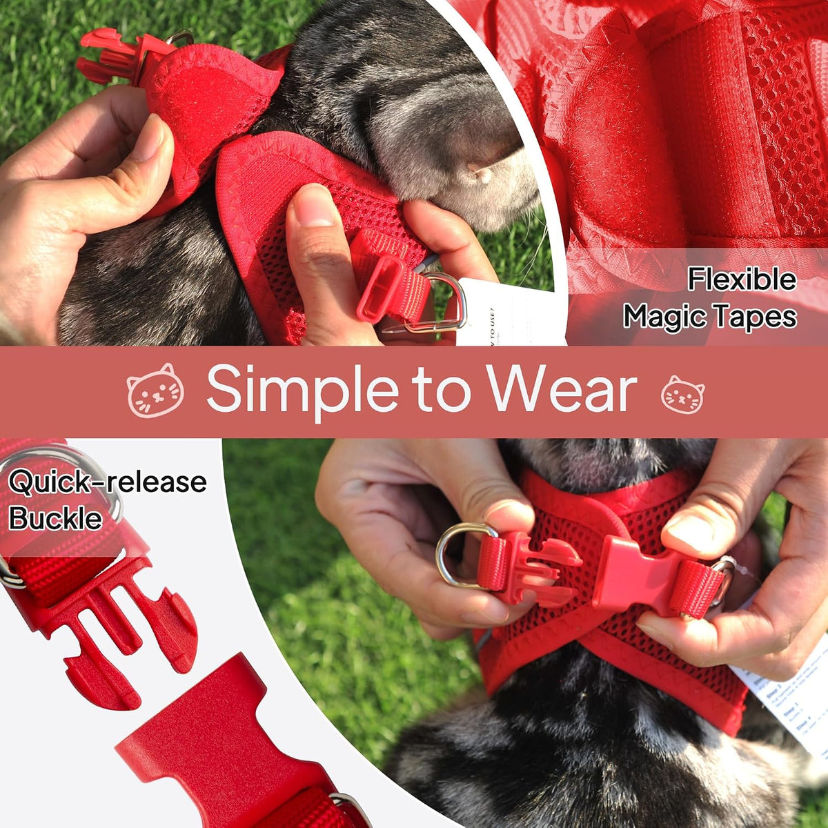 Twoear Cat Harness and Leash Set, Escape Proof Kitten Harness for Walking