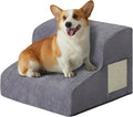 Ahpmeoa Dog Stairs for Small Dogs 11.8" H, Dog Ramp for Bed, 2-Step, Grey