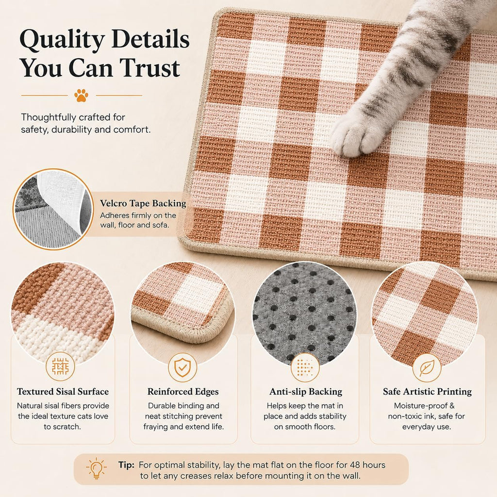 Cat Scratcher Mat, Natural Sisal Cat Scratch Pad for Cats