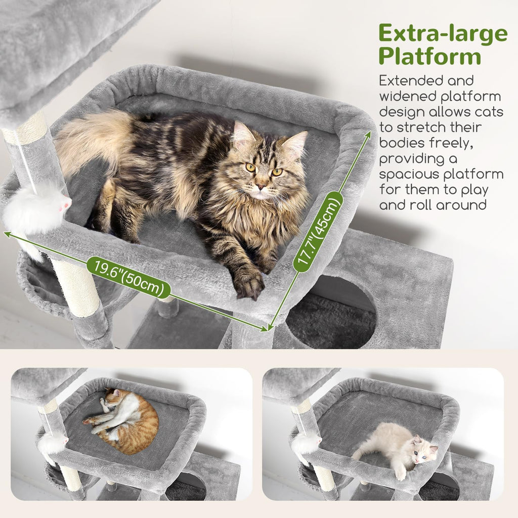 Globlazer Extra Large Cat Tower for Big Cats 20 lbs, 81in, F81, Light Grey