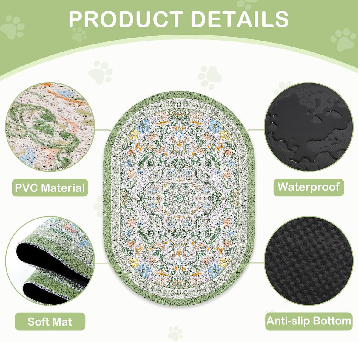 Bienbee Cat Litter Mat, 40" x 30" Dense Trapping Mesh for Litter Boxes | Litter Box Mat with PVC Mesh, Waterproof &Urineproof, Non-Slip Grip, Soft On Kitty Paws and Easy to Clean to Protect Floor
