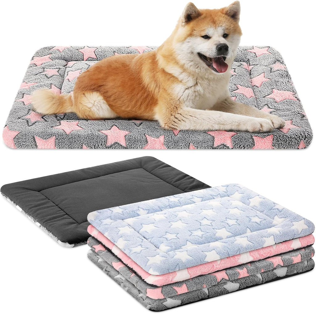 VitalCozy 4 Pcs Dog Crate Pads Soft Warm,20 x 30 x 1.6 Inch,Star,Colorful