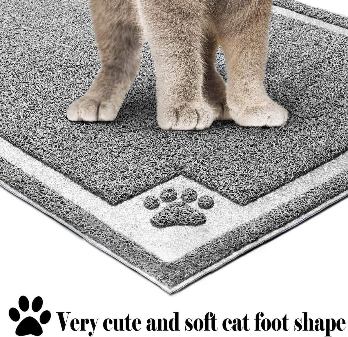 UPSKY Large Cat Litter Mat Trapper 35"×23", Waterproof, Non-Slip, Gray | Large Litter Box Mat, Foldable Trapping Mat, Anti-slip Design, For Cat Litter Boxes and Sensitive Paws, Easy to Clean