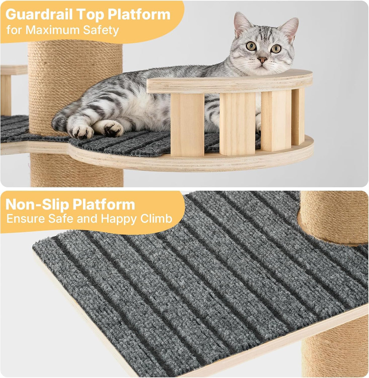 Veehoo Floor to Ceiling Cat Tree, 61-110" Adjustable Tall Tension Cat Tower