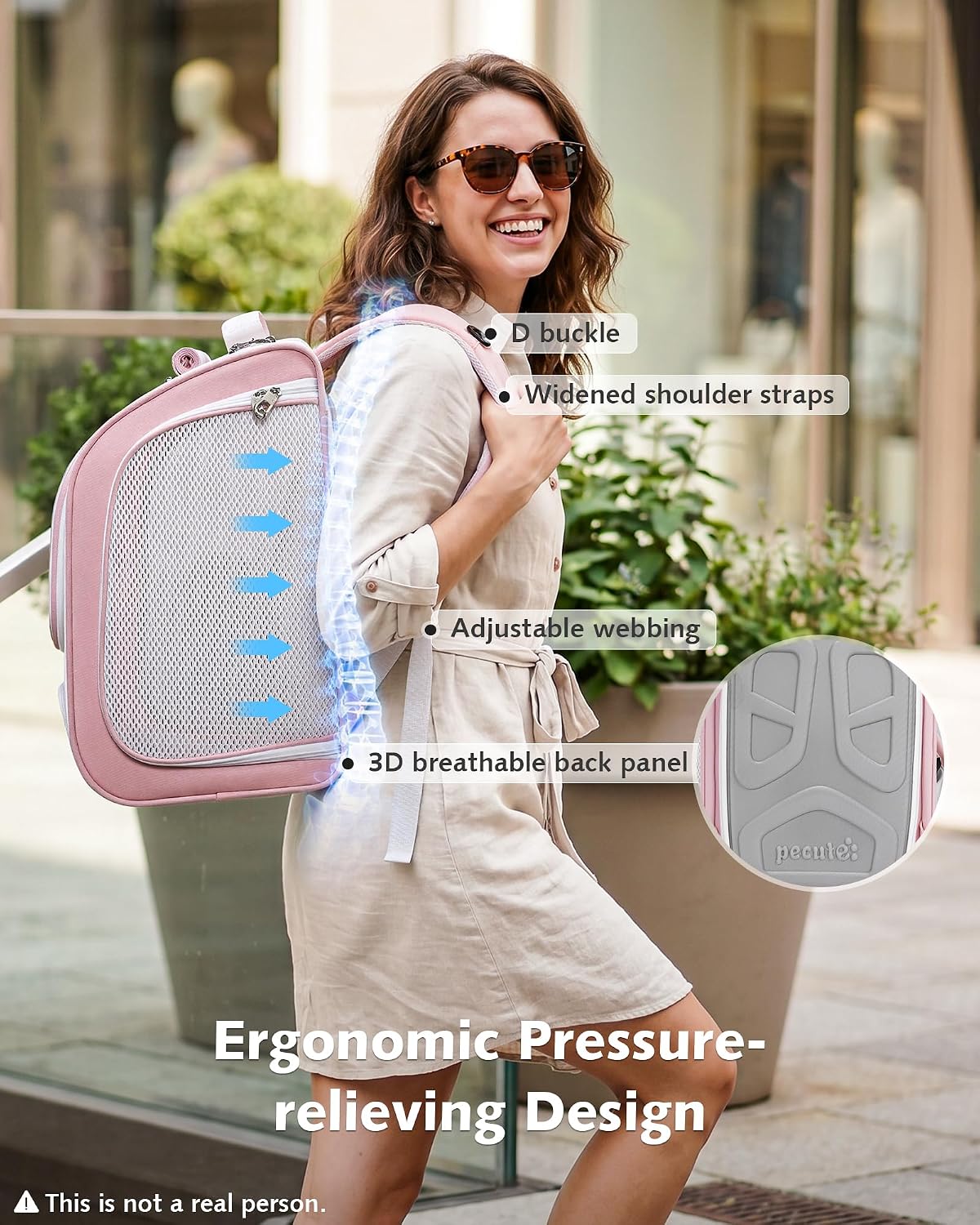 Pecute Cat Backpack Carrier,Cat Bubble,12.6" L x 10.2" W x 16.5" H,Pink