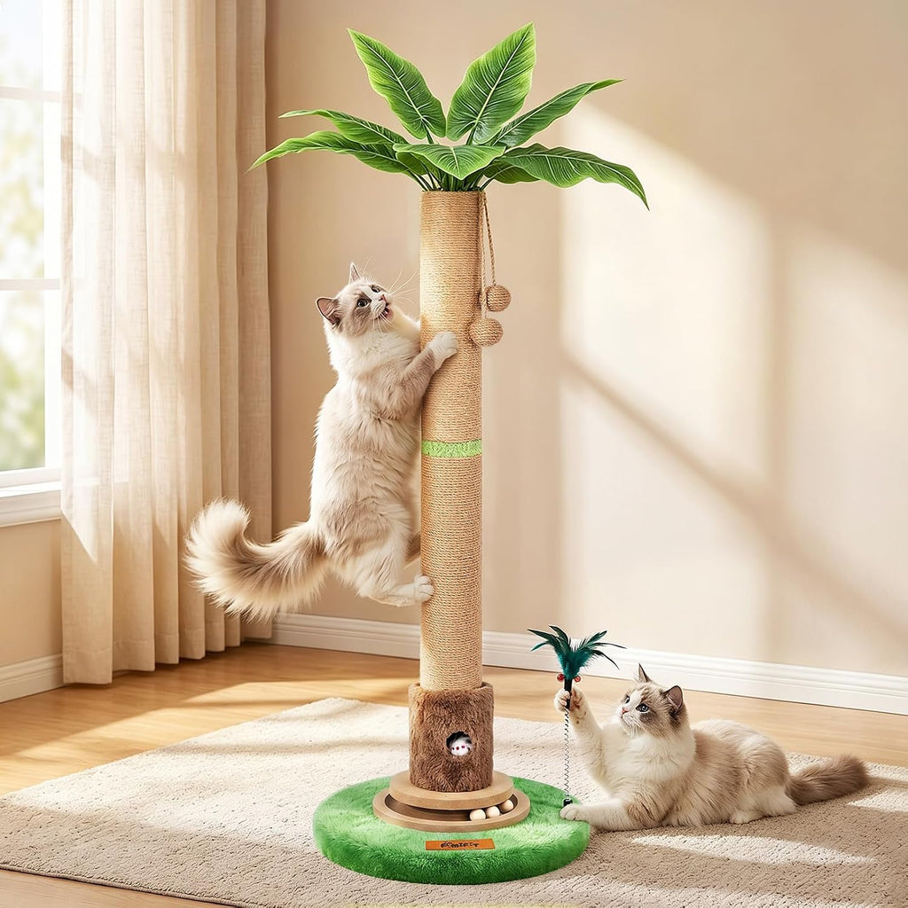 【Material Upgrade】 Famifit 50.8" Plant Cat Scratching Post, Tall Cat Tree