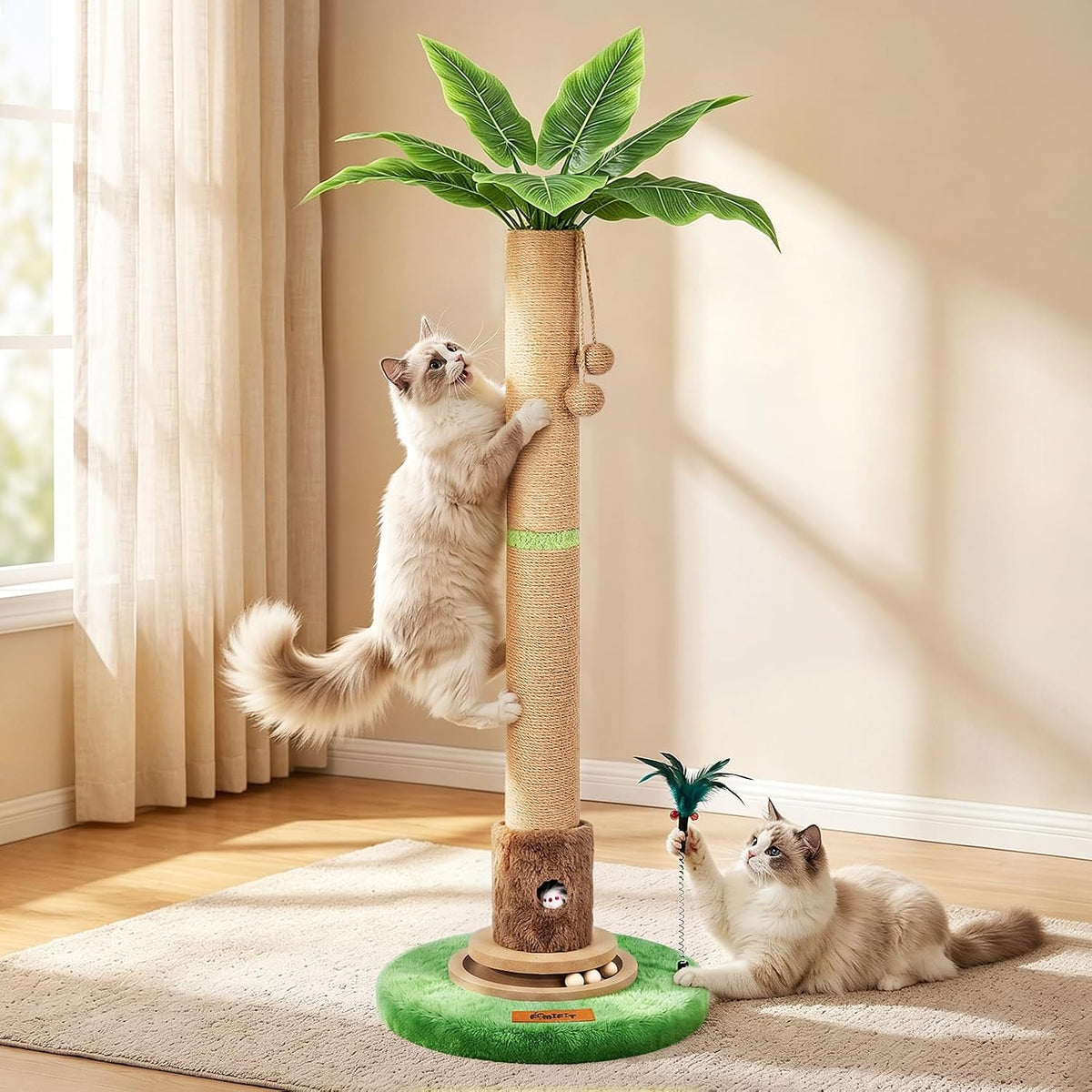 【Material Upgrade】 Famifit 50.8" Plant Cat Scratching Post, Tall Cat Tree