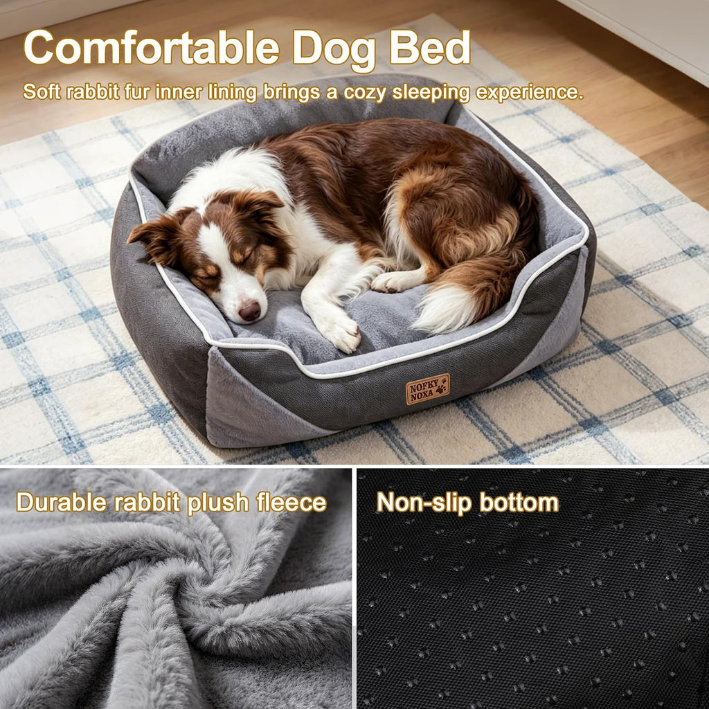 Orthopedic Dog Bed for Extra Large Dogs, XL Washable Dog Bed with Reversible Plush & Premium Corduroy Velvet, Removable Cover, Non-Slip Bottom, Calming Dog Sofa Bed, Grey, 47"x35"