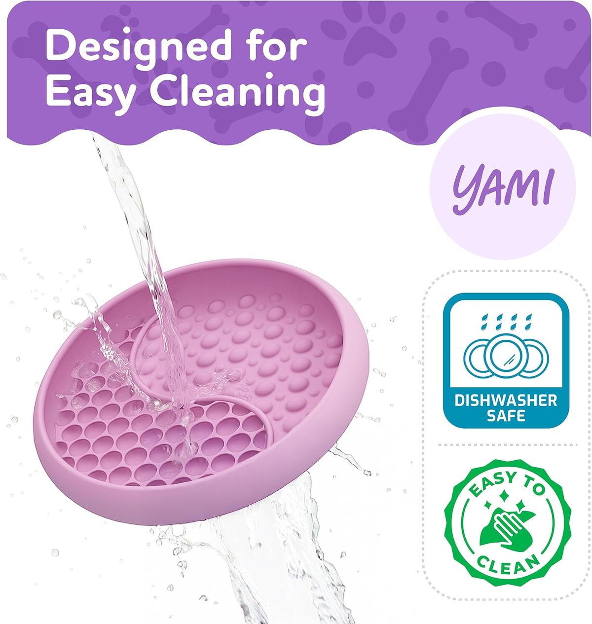 YAMI Dog Lick Bowl, Lick Mat for Dogs, Wet Food Cat Slow Feeder, Freeze Bowl, Enrichment & Puzzle Toy for Anxiety Relief, Food-Grade Silicone, Suction Cups, Dishwasher Fit, for All Breed (Light Pink)