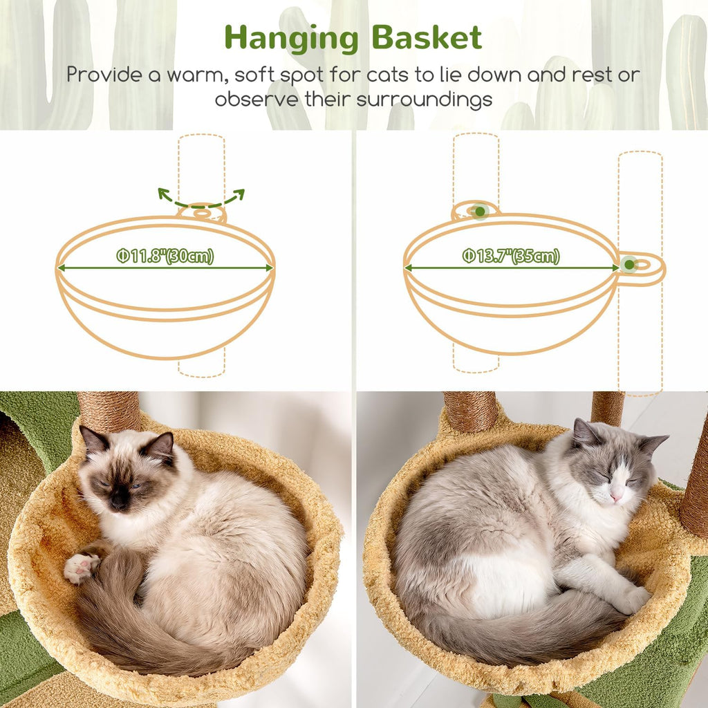 Globlazer Sturdy Extra Large Cactus Cat Tower for Indoor Cats, S81C, Green