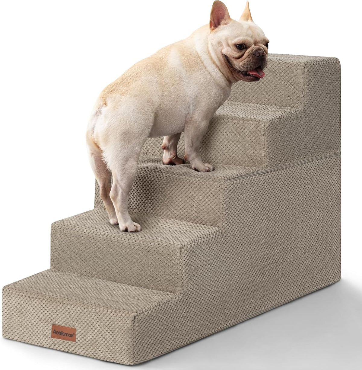 Aodisman Dog Stairs for High Beds 22.6" H, 5-Step Pet Steps for Small Dogs