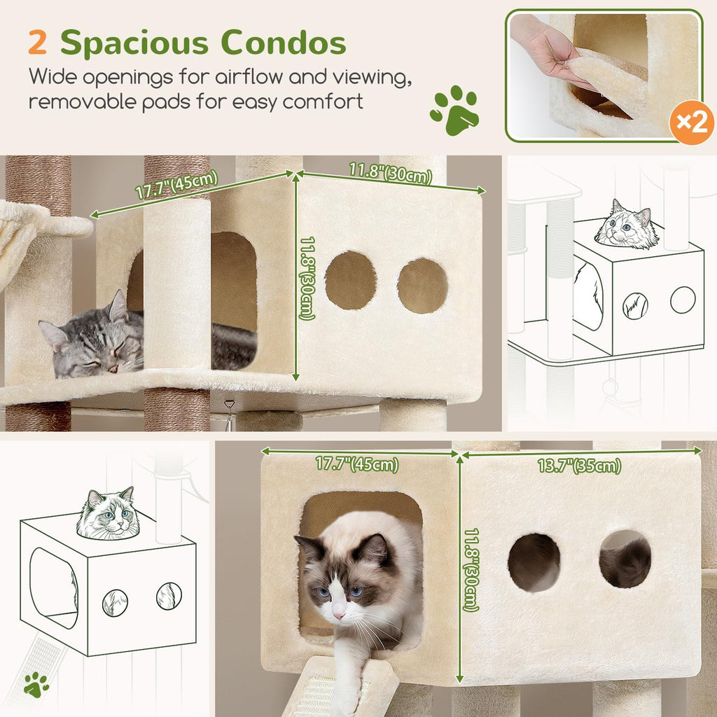 Globlazer 81in Tall Cat Tower for Large Adult Cats, S81G Pro Max, Beige